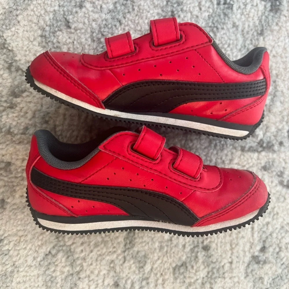 Boys Puma Velcro Shoes Red/Black - Picture 6 of 9